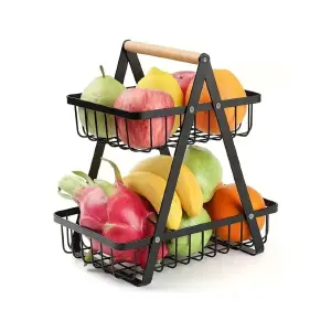 Organizador Frutas Cocina Negro 2 Nivele