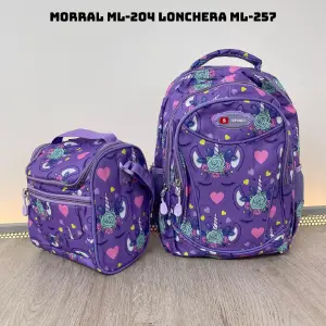 MORRAL ESCOLAR + LONCHERA 15 REFERENCIAS