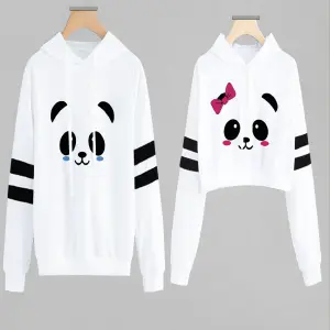 Buzo, Buso Hoodie Blanco Pareja Panda