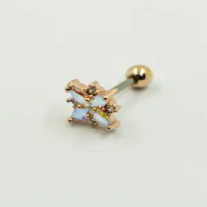 PIERCING DORADO FLOR BLANCA