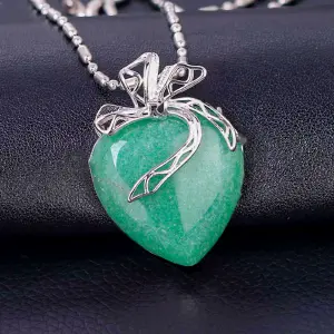 Collar Cuarzo Corazón Corbata Jade