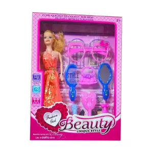 Muñeca Vestido Accesorios Gafas Moda Esp