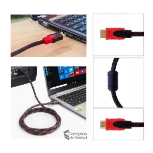 Cable HDMI 5 Metros Mallado Rojo