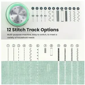 Maquina De Coser 12 Puntadas Verde