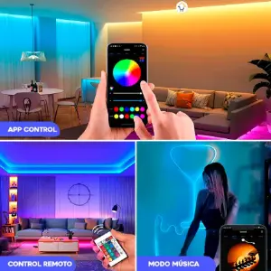 Cinta Neón Flex 5 Metros + Control: Ilumina tus proyectos! - Cinta Neón Flex 5 Metros + Control