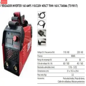 SOLDADOR INVERTER 160AMPS / 110-220V / 4