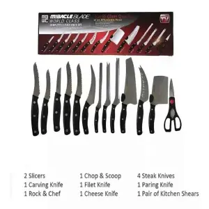 Set cuchillos y tijeras negro x13 pieza
