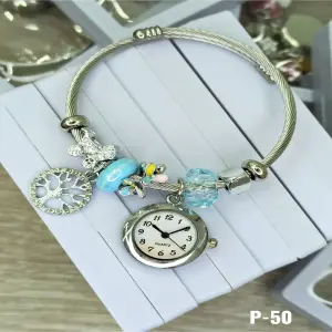 RELOJ PULSERA PLAT PERLA AZÚL DIJE ARBOL