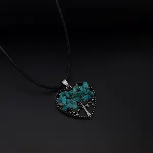 Collar Arbol Corazon Cuarzo Turquesa