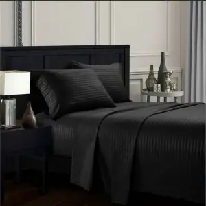 Juego Sabanas Cama KING Unicolor Negro