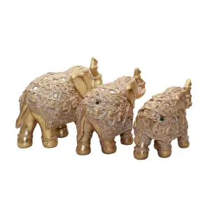 Elefante Dorado X 3 Decoración Centro