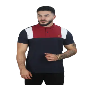 CAMISETAS TIPO POLO COMBINADA 044A-VINO