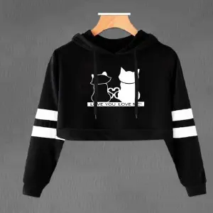 Buzo Buso,Hoodies Gatos Mujer negro