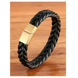 Manilla Pulsera En Cuero Trenzado