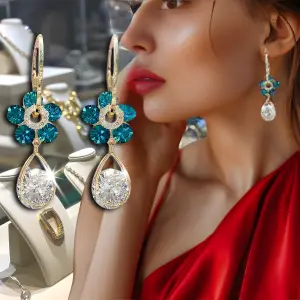 Pendientes Elegantes de Flor de Cristal: Belleza y Sofisticación en Cada Detalle - pendientes elegantes de flor de cristal