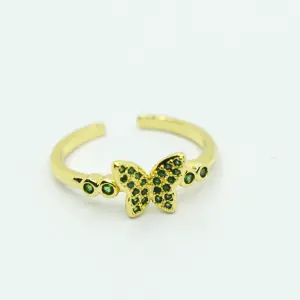 ANILLO DORADO MARIPOSA VERDE
