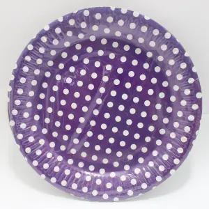 PLATO MORADO PUNTOS BLANCOS 23CM X 10 U