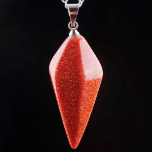 Collar Péndulo Cuarzo Lluvia Oro Acero