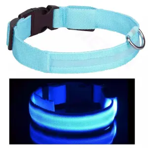 Collar LED Mascotas Nailon Brillante Az