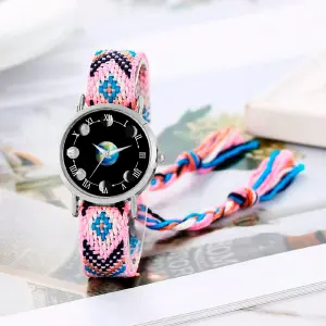 Reloj Luna Fase Lunar Plateado Tejido