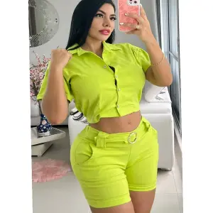 CONJUNTO DE SHORT PARA DAMA VERDE LIMÓN