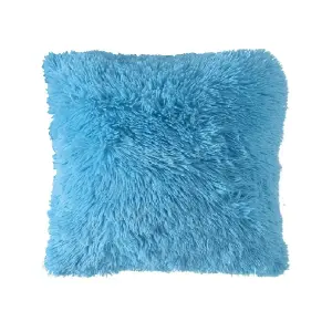 Cojin x2 Decorativo Peludo Azul Claro