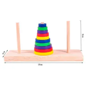 Torre De Hanoi En Caja Madera 10 Aros