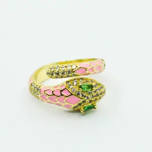 ANILLO DORADO SERPIENTE ROSADA