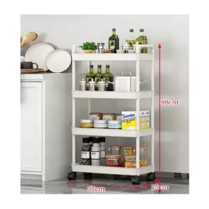 Carrito Multifuncional de 4 Estantes: ¡Organización y Estilo para tu Hogar! - Carrito multifuncional 4 estantes
