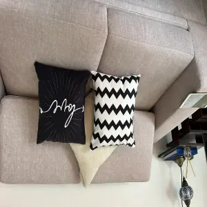 Funda de Cojín  Zigzag Black  White