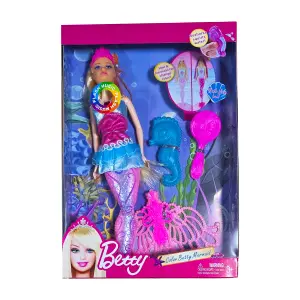 Muñeca Cola Sirena Princesa Peine Acceso