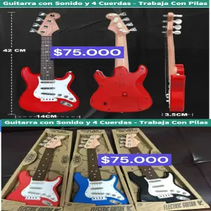 GUITARRA CON SONIDO Y 4 CUERDAS, PILAS