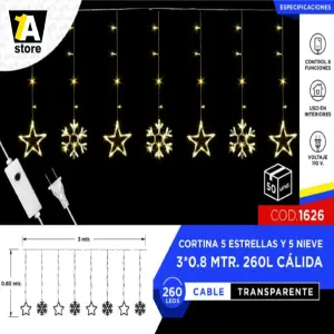 Cortina led 3 Metros Estrellas Nieve Luz