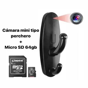 Cámara mini tipo perchero + MicroSD 64g