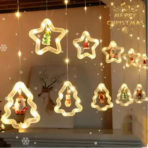 Cortina Navideña Arboles y Estrellas 3m