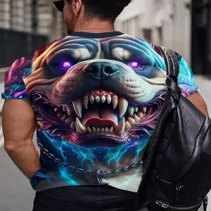 Camiseta Estampado 3D, BullDog
