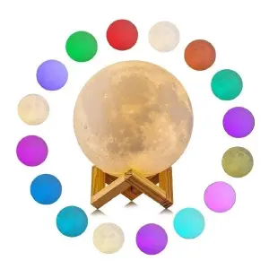 Lámpara Luna 12 Cm 3d Led Colors + Base