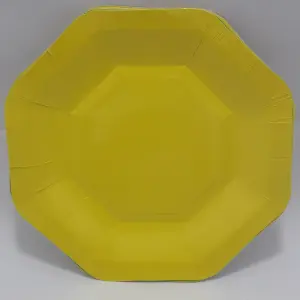 PLATO HEXAGONAL AMARILLO 18CM  X10 UNU