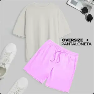 Camiseta Pantaloneta Conjunto ROSA+BEIGE