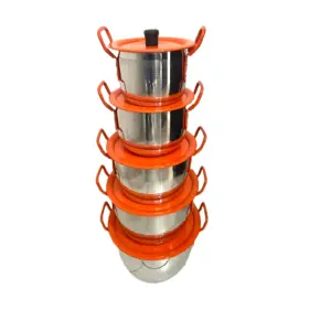 Juego de Ollas X5: ¡Cocina con Estilo! - JUEGO DE OLLAS X5  COLOR NARANJA 14 -22