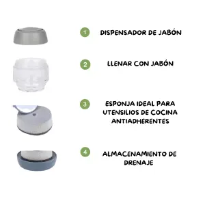 Set Esponja Y Cepillo Dispensador Jabón