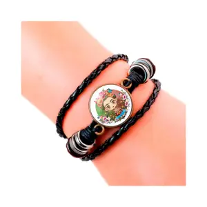 Pulsera Cuero Cristal Frida Kahlo Muñeca