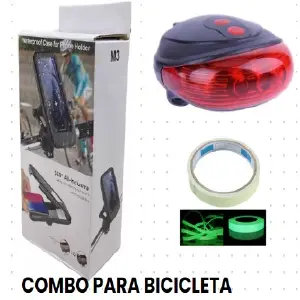 COMBO FUNDA CELULAR +CINTA REFL+LUZ BICI