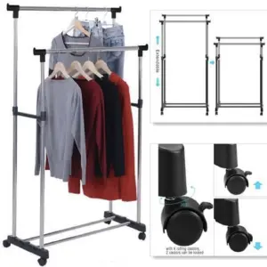 Tendedero Perchero Pegable con Ruedas: ¡Organización y Espacio Extra en un Solo Producto! - Tendedero perchero pegable con ruedas