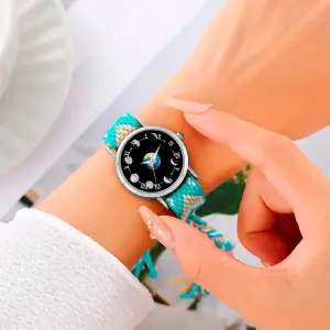 Reloj Luna Fase Lunar Plateado Tejido