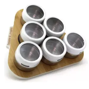 Set Especiero 6 Recipientes Acero Inoxid
