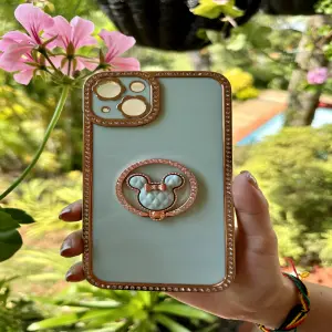 IPHONE 13 FUNDA VERDE DIAMANTE POP SOCKE