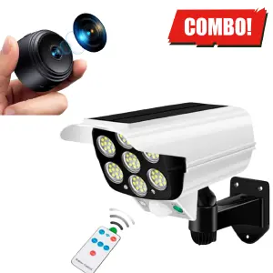 Combo Lampara Solar 77 + Cámara espía A9