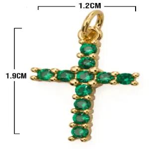COLLAR + DIJE CRUZ PIEDRAS VERDES