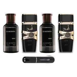 2 UNID ASAD+2UNDI BHARARA KING+PERFUMERO